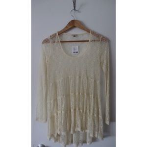 Long sleeve ivory lace top